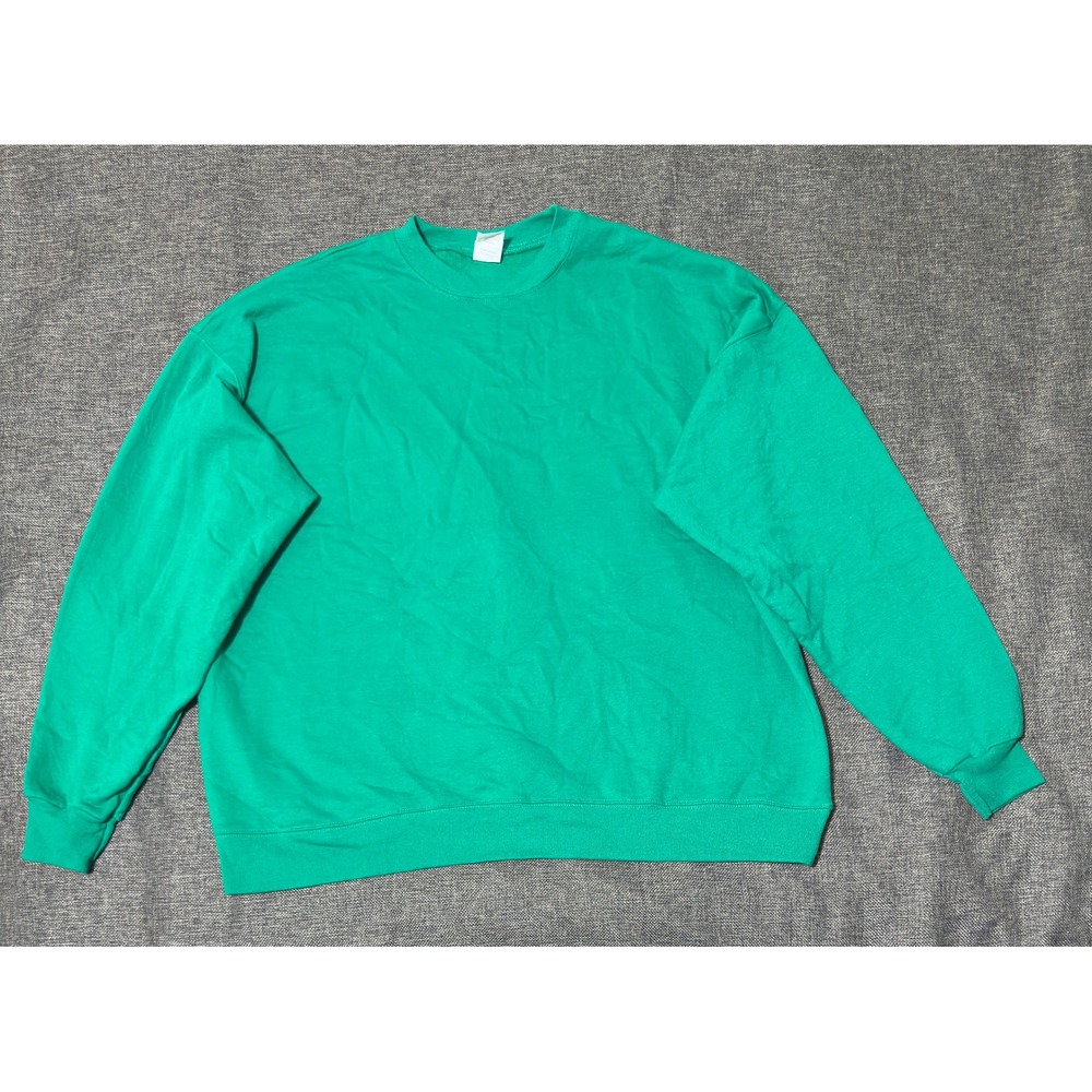 Hanes Mens 2XL Sweatshirt Green EcoSmart Crewneck Fleece